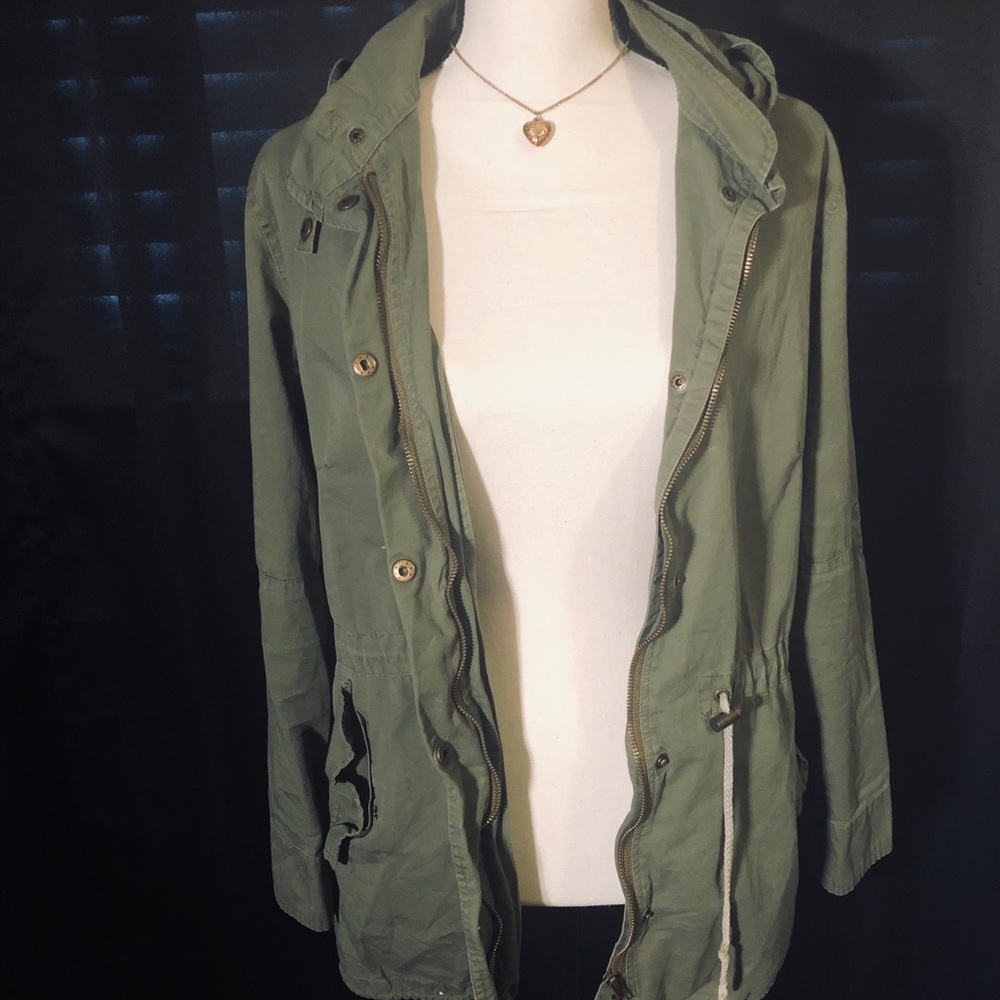 Army Green Hooded Parka Coat